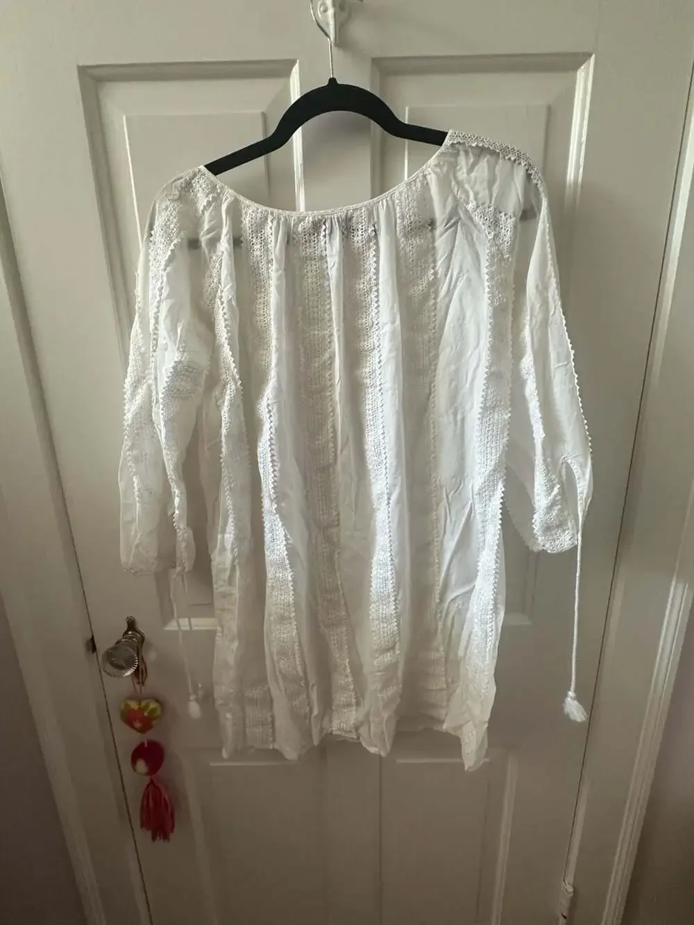 J. Crew White Cotton Lace Trimmed Boho Swim Tunic